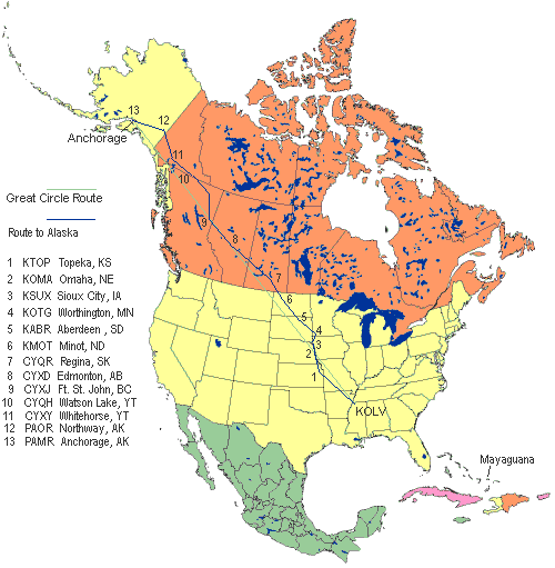 Map of flight to Alaska